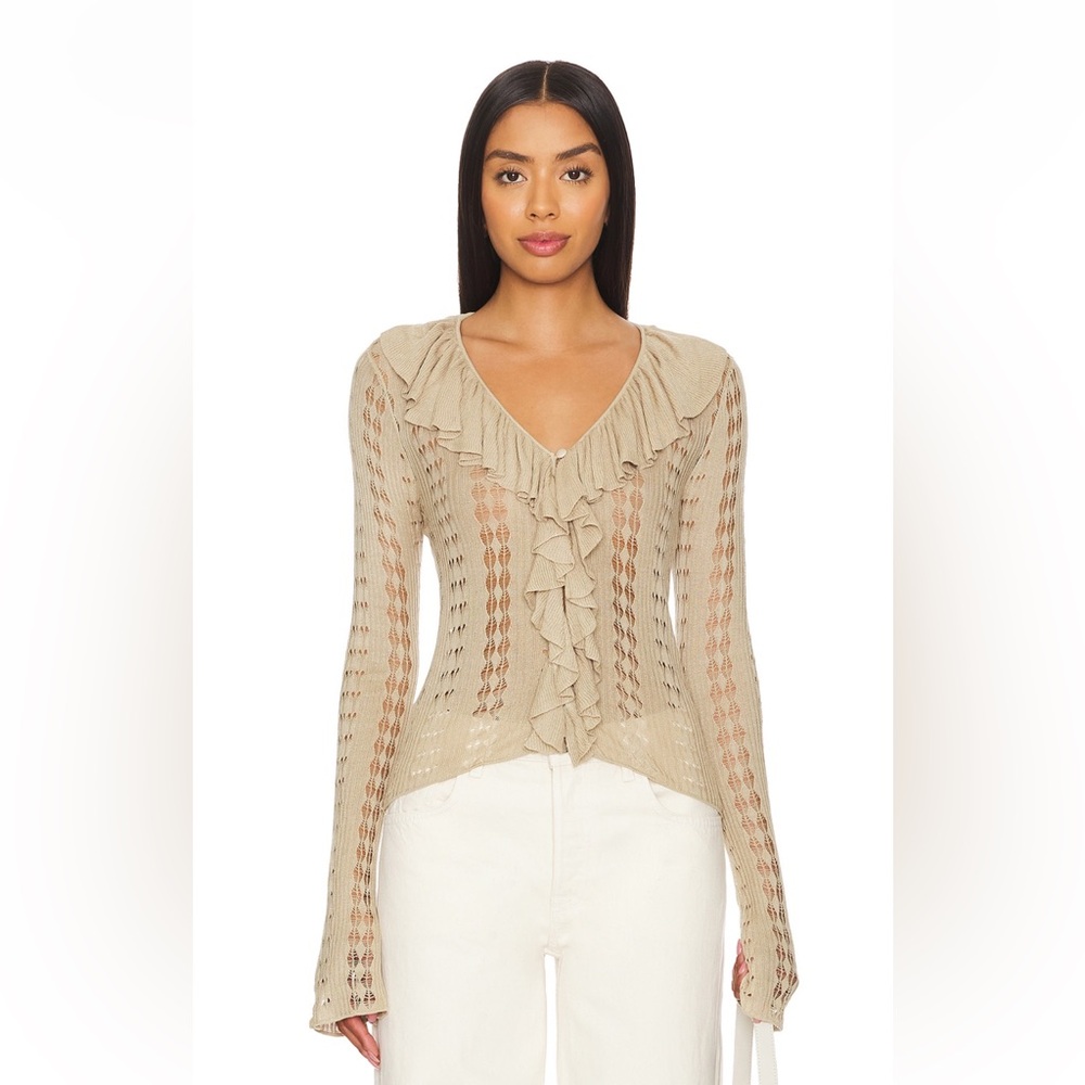 NWT WeWoreWhat - Ruffle Sweater, Safari, M